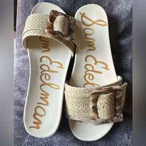 Sam Edelman Beige Woven Slide Sandals